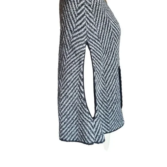 Kate Spade Baby Alpaca Black Gray Wool Chevron Poncho Sweater Small Medium - Picture 4 of 8